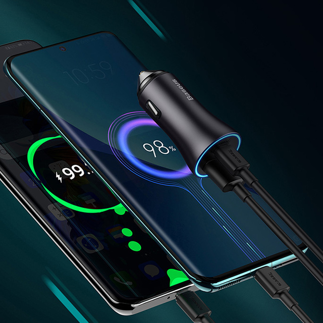 Ładowarka samochodowa Baseus Golden Contactor Max 2x USB 60W Szara