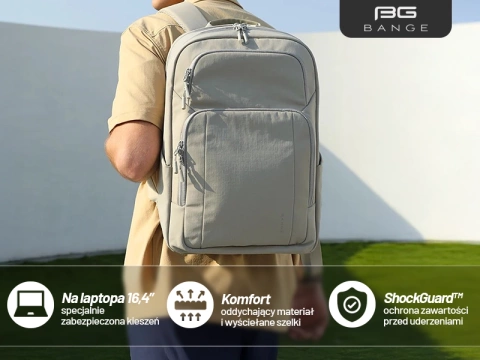 Bange wasserdichter Rucksack für 15,6-Zoll-Laptop, Stadtreisender, 45 x 30 x 16 cm, für Arbeit, Flugzeug, Herren, Damen, mit USB-Anschluss Schwarz