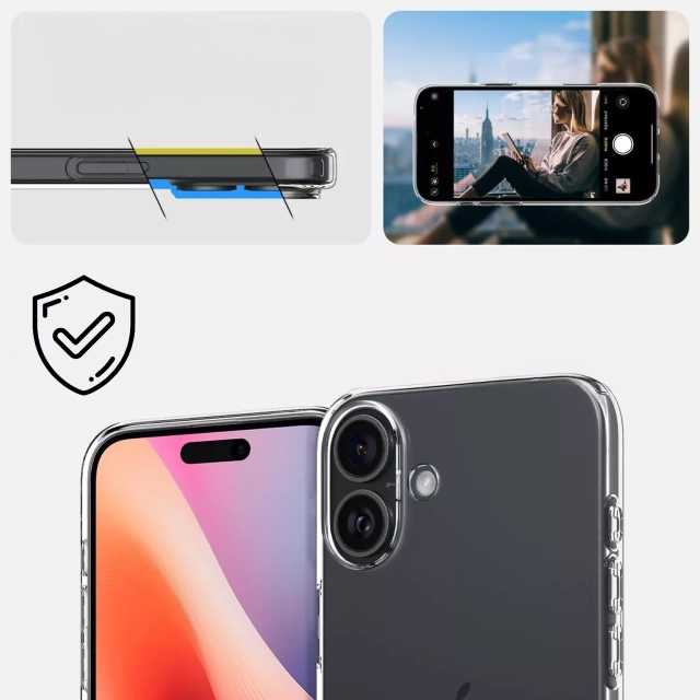 Etui + Szkło do iPhone 16 Spigen Liquid Crystal obudowa ochronna case na telefon Crystal Clear