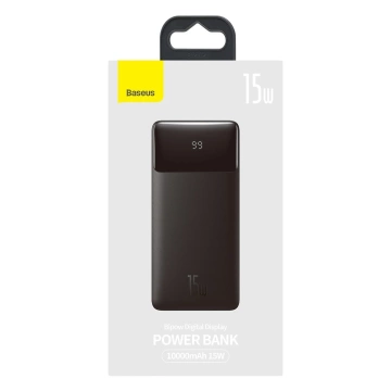 Powerbank mit Display Baseus Bipow 10000mAh 15W schwarz (Overseas Edition) USB-A - Micro USB Kabel 0,25m schwarz (PPBD050001)