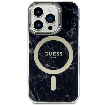 Etui für Telefon Guess GUHMP14LPCUMAK für Apple iPhone 14 Pro 6.1" Czarny/Black Hardcase Marble MagSafe