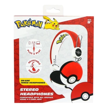 OTL Kabelgebundene Kopfhörer für Kinder, Pokemon, Pokeball, Rot