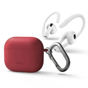 Schutzhülle für Kopfhörer UNIQ Nexo Case für Apple AirPods 3 Ear Hooks Silikon rot/koralle