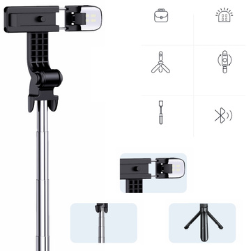 Alogy Holder Wireless Selfie Stick Bluetooth faltbares Stativ Mini-Telefonstativ mit LED-Lampe