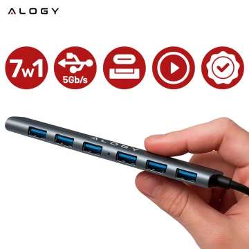 Hub 7w1 USB-C z USB 3.0 do 7x USB-A (1x3.0 + 6x2.0) – Alogy MultiHub™ Do Notebooka Laptopa