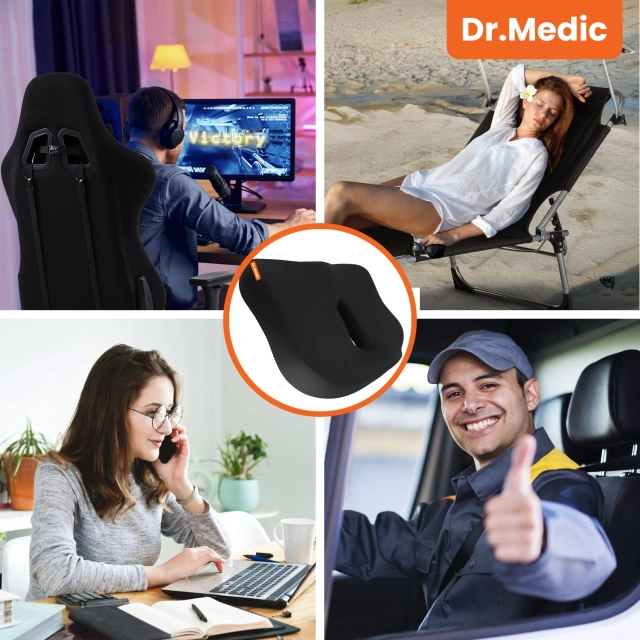 Poduszka do Samochodu na fotel DR.MEDIC SeatRest™ Ergonomiczna poduszka biurowa wsparcie kości ogonowej na krzesło siedzenie do biura auta