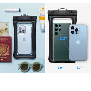Spigen A621 IPX8 wasserdichte Hülle für Telefon Universal wasserdichte Gürteltasche Schwarz