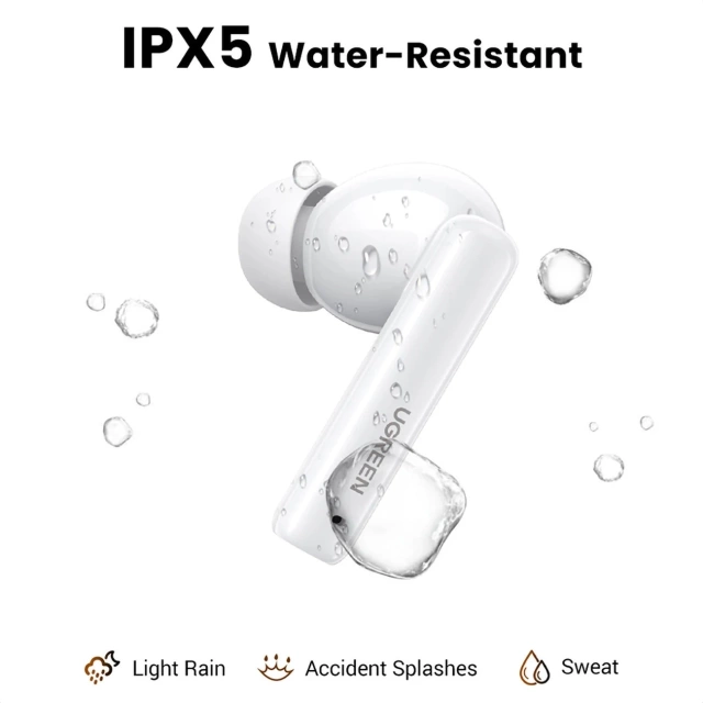 UGREEN HITUNE T6 SŁUCHAWKI ANC BT 5.3 IPX5 USB-C BIAŁE + KABEL