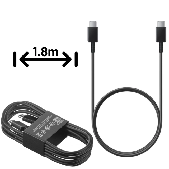 Oryginalny kabel Samsung USB-C do USB-C EP-DW767 do ładowania 1.8m 3A 25W / 45W Czarny