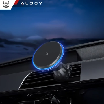 Uchwyt samochodowy Alogy Car Holder do MagSafe z ładowaniem indukcyjnym 2w1 15W do kratki Czarny