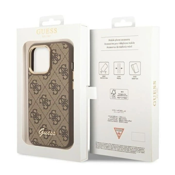 Etui Guess GUHCP14LHG4SHW für Apple iPhone 14 Pro 6,1" brązowy/brown Hard Case 4G Vintage Gold Logo