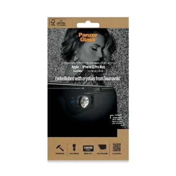 Szkło PanzerGlass E2E Microfracture für iPhone 13 Pro Max 6,7" CamSlider Swarovsky Case Friendly AntiBacterial czarny/black 2752