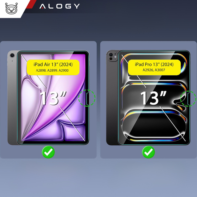 2x Szkło hartowane do Apple iPad Air 13" 6 gen. 2024 / iPad Pro 13" 7 gen. 2024 Alogy Screen Protector Pro+ 9H