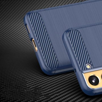 Etui na telefon Carbon Case do Samsung Galaxy S23+ Plus elastyczny silikonowy karbonowy pokrowiec niebieskie