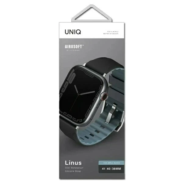 Pasek UNIQ Linus Apple Watch Series 4/5/6/7/8/SE/SE2 38/40/41mm Airosoft Silicone czarny/midnight black