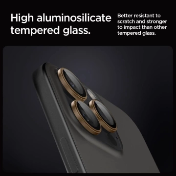 Spigen Optik Pro Glas.TR „EZ FIT“ Kameraschutz 2er-Pack für iPhone 16 Pro / Pro Max Desert Titanium