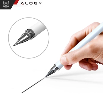Alogy 2-in-1 kapazitiver Touch-Stift für den Bildschirm eines Telefon-Tablets mit einem Stift Weiß