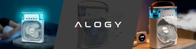 Wentylator wiatrak biurkowy 3w1 Klimator Alogy DeskBreeze™ stojący mały cyrkulator z nawilżaczem powietrza timerem i podświetleniem LED USB-C