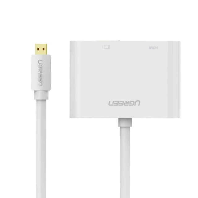Adapter UGREEN przejściówka wideo micro HDMI - HDMI + VGA 30cm czarny (MM115)