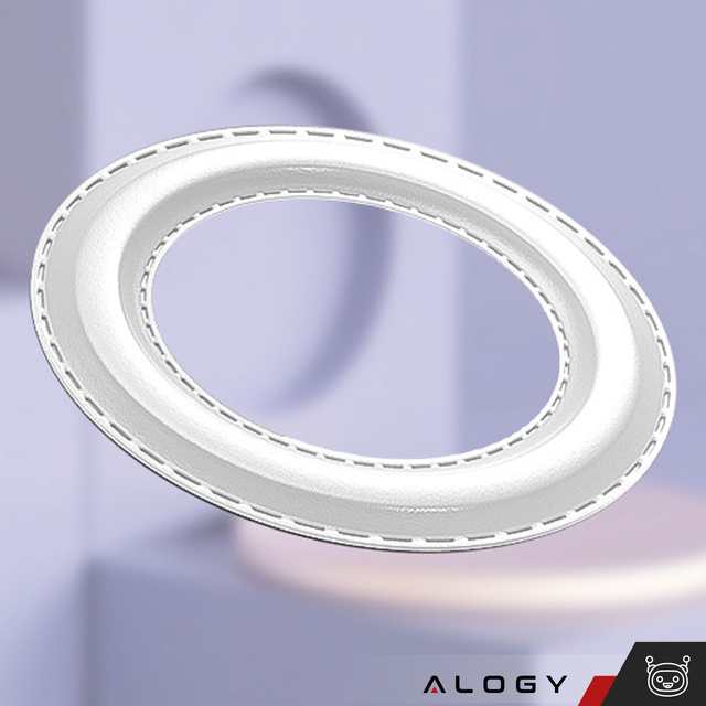Blaszka magnetyczna do MagSafe naklejka Ring Pierścień Nakładka na Uchwyt Uniwersalna skórzana Alogy Magnetic biała
