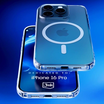 Hülle für Apple iPhone 16 Pro für MagSafe 3mk MagCase, verstärktes Gehäuse, gepanzerte, transparente Rückseite