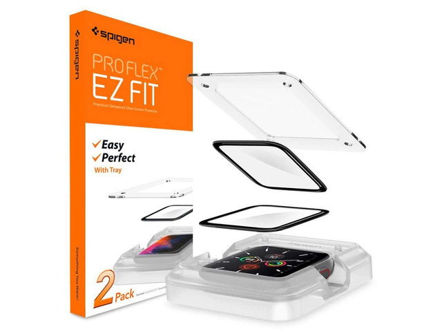 Szkło hybrydowe x2 Spigen ProFlex Ex Fit do Apple Watch 4/5/6/SE 40mm Black