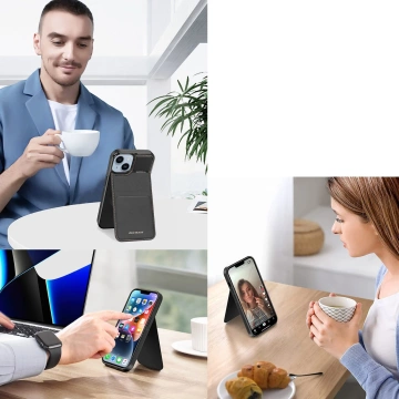 3-in-1-Brieftaschenhülle mit Ständer für iPhone 15 MagSafe RFID-blockierendes Dux Ducis Rafi Mag – Schwarz
