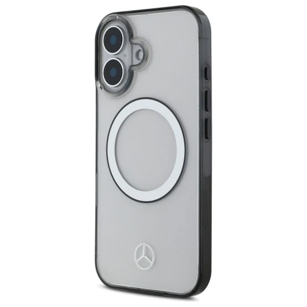 Etui Mercedes do iPhone 16 6.1" MagSafe Transparent Hardcase Printed Logo 