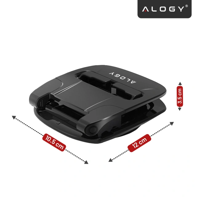 Uchwyt samochodowy na telefon GPS do 6.5" – montaż na kokpit i deskę rozdzielczą, obrót 360°, stabilny i regulowany – Alogy DriveMount™ Czarny
