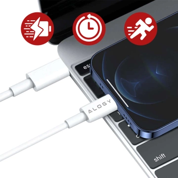 Ładowarka sieciowa Alogy szybka USB-C PD 20W + Kabel 1m przewód Lightning do iPhone Biały