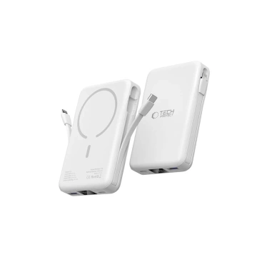 Powerbank magnetyczny z przewodem PB31 Lifemag Magsafe Power Bank 10000 mAh (Typ C + Lightning) Biały