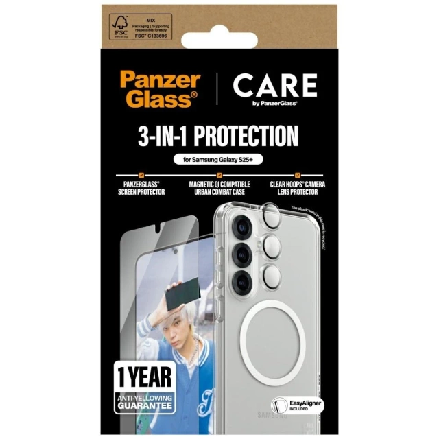 3-in-1-Schutzkit für Samsung Galaxy S25 Plus CARE von PanzerGlass