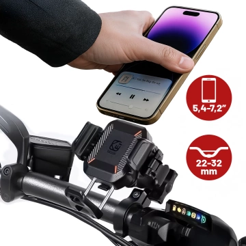 KEWIG M11B Motorradhalterung für Telefon mit QC 3.0 15W Qi-Ladegerät Schwarz