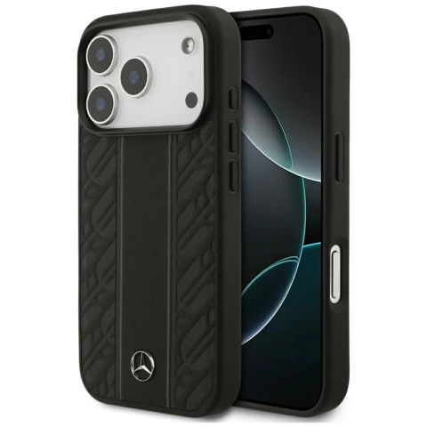 Etui do iPhone 17 Pro Mercedes-Benz Leather Laurel Leaves MagSafe Black