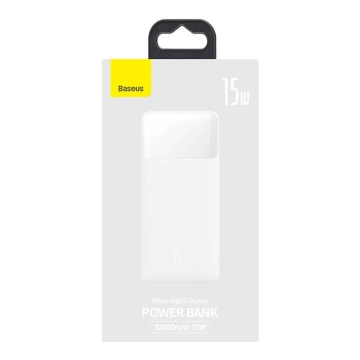 Baseus Bipow 30000mAh Powerbank, 2xUSB, USB-C, 15W (weiß)