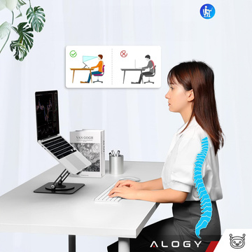 Laptopständer für MacBook 17, Ständerhalter, Klapptisch, 360° verstellbar, Aluminium, für Alogy Schreibtisch, Schwarz