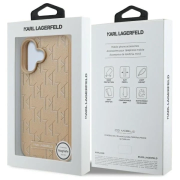 Karl Lagerfeld Hülle für iPhone 16 6,1" Beige Hardcase Hot Stamp Magsafe