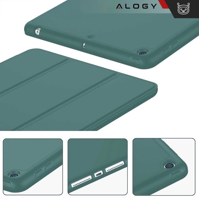 Etui do Apple iPad 10.2" 9/8/7 Gen (2021/2020/2019), Ochronne Smart Case z Klapką i Podstawką, Odporne TPU, Wzmocnione Narożniki, Alogy BookGuard™ – Zielone