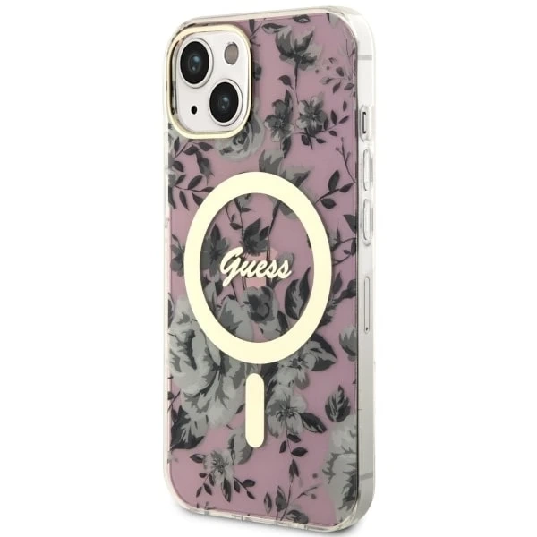 Etui Guess GUHMP14SHCFWSP do iPhone 14 6.1" hardcase Flower MagSafe