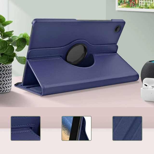 Etui do Samsung Galaxy Tab A9+ Plus 2023 11" (X210/X215/X216) obrotowe pokrowiec obudowa z klapką na tablet Case Alogy Granatowe + Szkło
