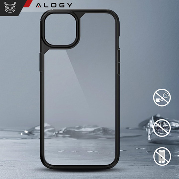 Hülle für iPhone 14 Plus 4er-Set Brille 5in1 gepanzert 360 Alogy Hybrid 2x Bildschirmglas 2x Linse schwarz-transparent