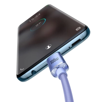 Baseus Crystal Shine Series Kabel USB-Kabel für schnelles Aufladen und Datenübertragung USB Typ C - USB Typ C 100 W 1,2 m lila (CAJY000605)