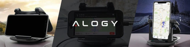 Uchwyt samochodowy na telefon GPS do 6.5" – montaż na kokpit i deskę rozdzielczą, obrót 360°, stabilny i regulowany – Alogy DriveMount™ Czarny