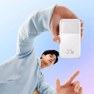 Baseus Comet Series Powerbank mit Display 20000 mAh 22,5 W – weißes USB-A/USB-C-Kabel