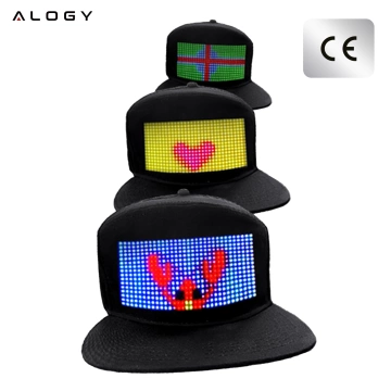 Alogy PixelCap™ LED-Baseballkappe mit RGB-LED-Beleuchtung, Bluetooth-Pixeln, Steuerung per Smartphone-App, Schwarz