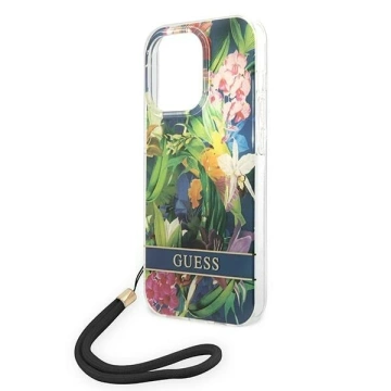 Etui Guess GUOHCP14XHFLSB iPhone 14 Pro Max 6,7" niebieski/blue hardcase Flower Strap