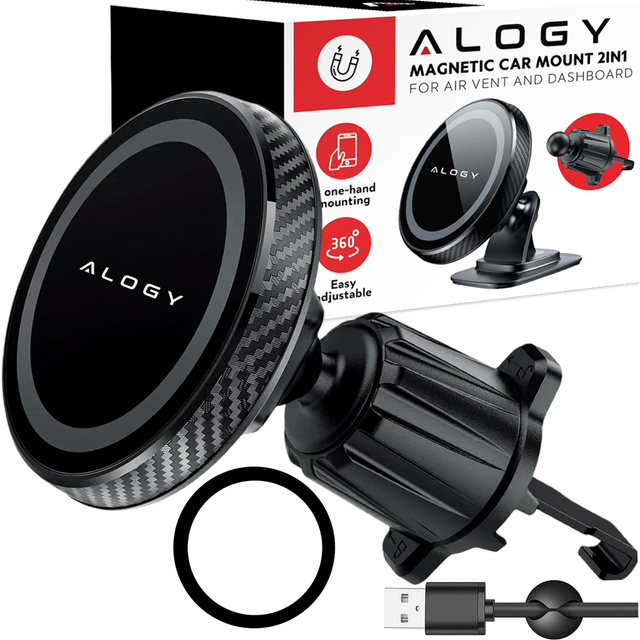 Magnetische Autotelefonhalterung, Fenster, Kühlergrill, Cockpit, Armaturenbrett, Auto, Telefon, Alogy Black Organizer