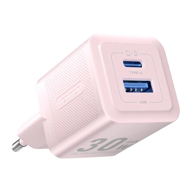 Vention FEQP0-EU USB-C USB-A GaN 30W Wandladegerät Rosa