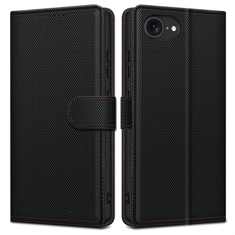 iPhone 16e Tech-Protect Wallet RS Hülle Schwarz Roter Rand