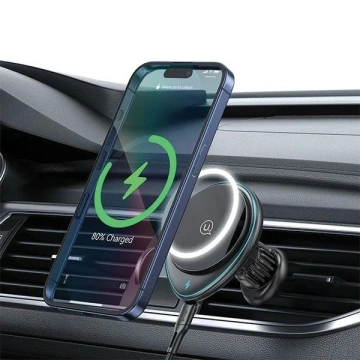 Uchwyt Indukcyjny 15W USAMS US-CD222 do Kratki Wentylacyjnej Czarny